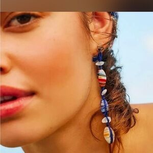 Free People Ariana Ost Voyage Dangle Earrings Blue NWT